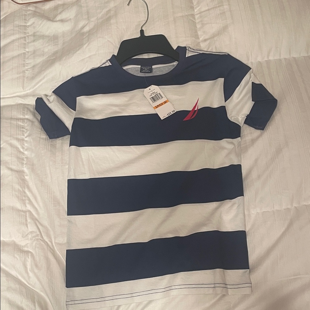 Nautica Kids Navy and White Striped Tee